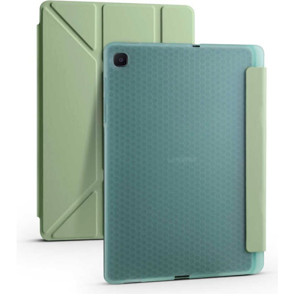 Galaxy Tab S6 Lite P610 Kılıf Tri Folding Kalem Bölmeli Standlı Kılıf - Açık Yeşil Tablet Kılıfı Fiyatı
