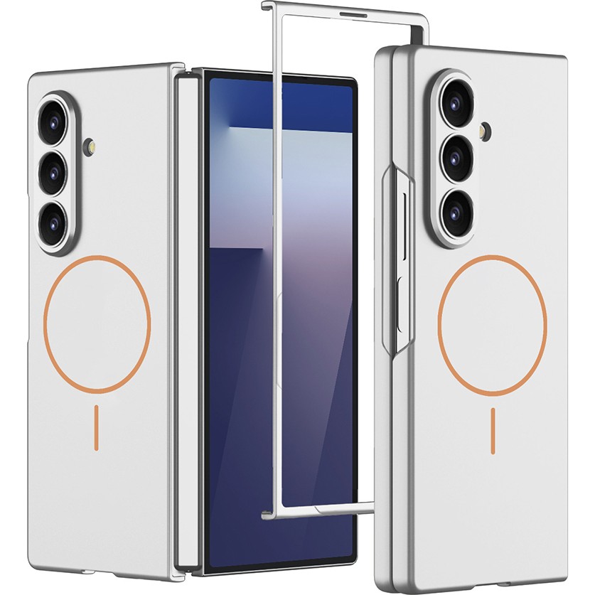 Galaxy Uyumlu Z Fold 7 Kılıf Wireless Şarj Özellikli Zore Kıpta M-Safe Kapak-Gümüş - Gümüş Cep Telefonu Kılıfı Fiyatı