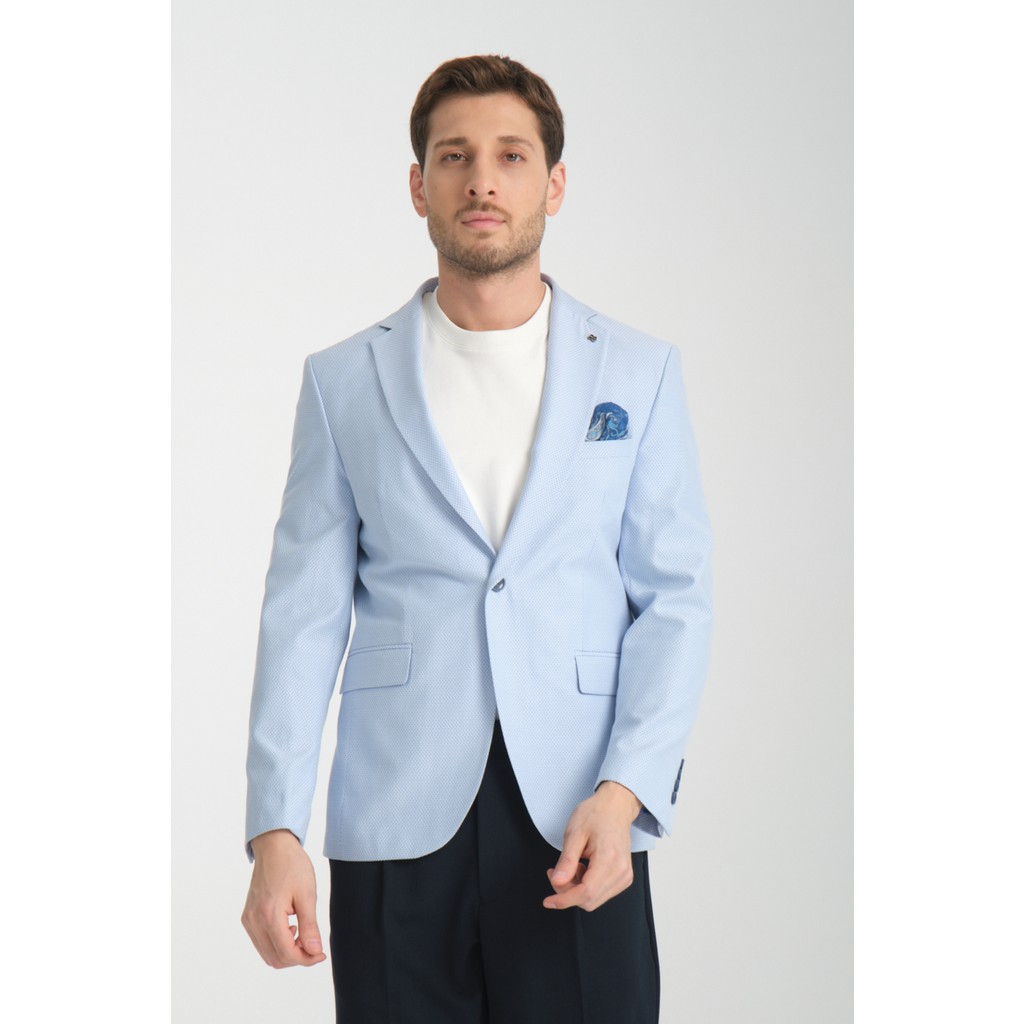 Galdino Erkek Buz Mavi Kendinden Desenli Slim Fit Mono Yaka Blazer Ceket Giyim & İç Giyim Fiyatı