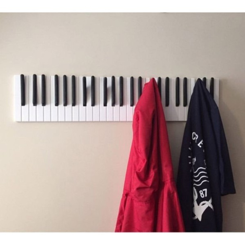 Galery Wood Dekoratif Ahşap 15 Tuşlu Piyano Elbise Askılık; Enstrümantal Çok Amaçlı Müzik, Duvar, Kapı Askı;15x55cm - Beyaz Eşya Saklama / Düzenleme Fiyatı