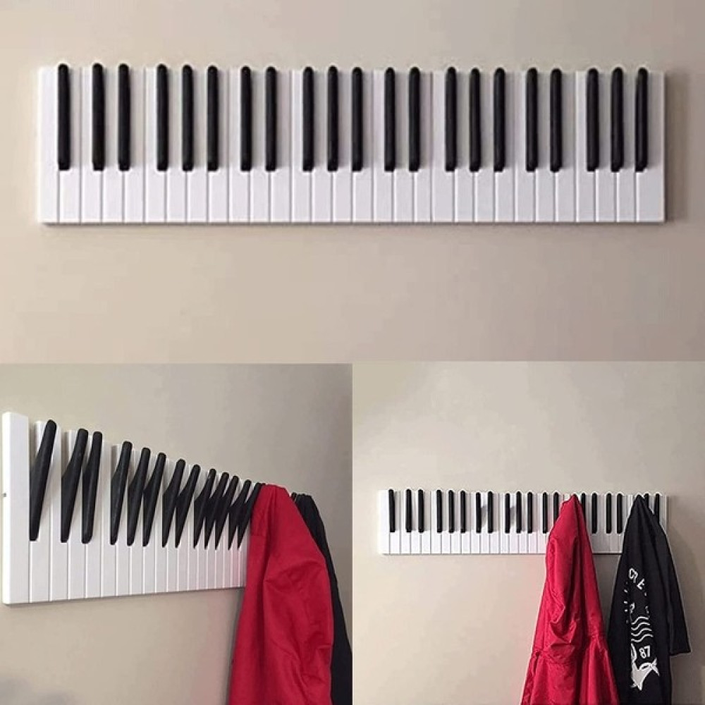 Galery Wood Dekoratif Ahşap 15 Tuşlu Piyano Elbise Askılık; Piano Çok Amaçlı Müzik, Duvar, Kapı Askı;15x55cm - Beyaz Eşya Saklama / Düzenleme Fiyatı