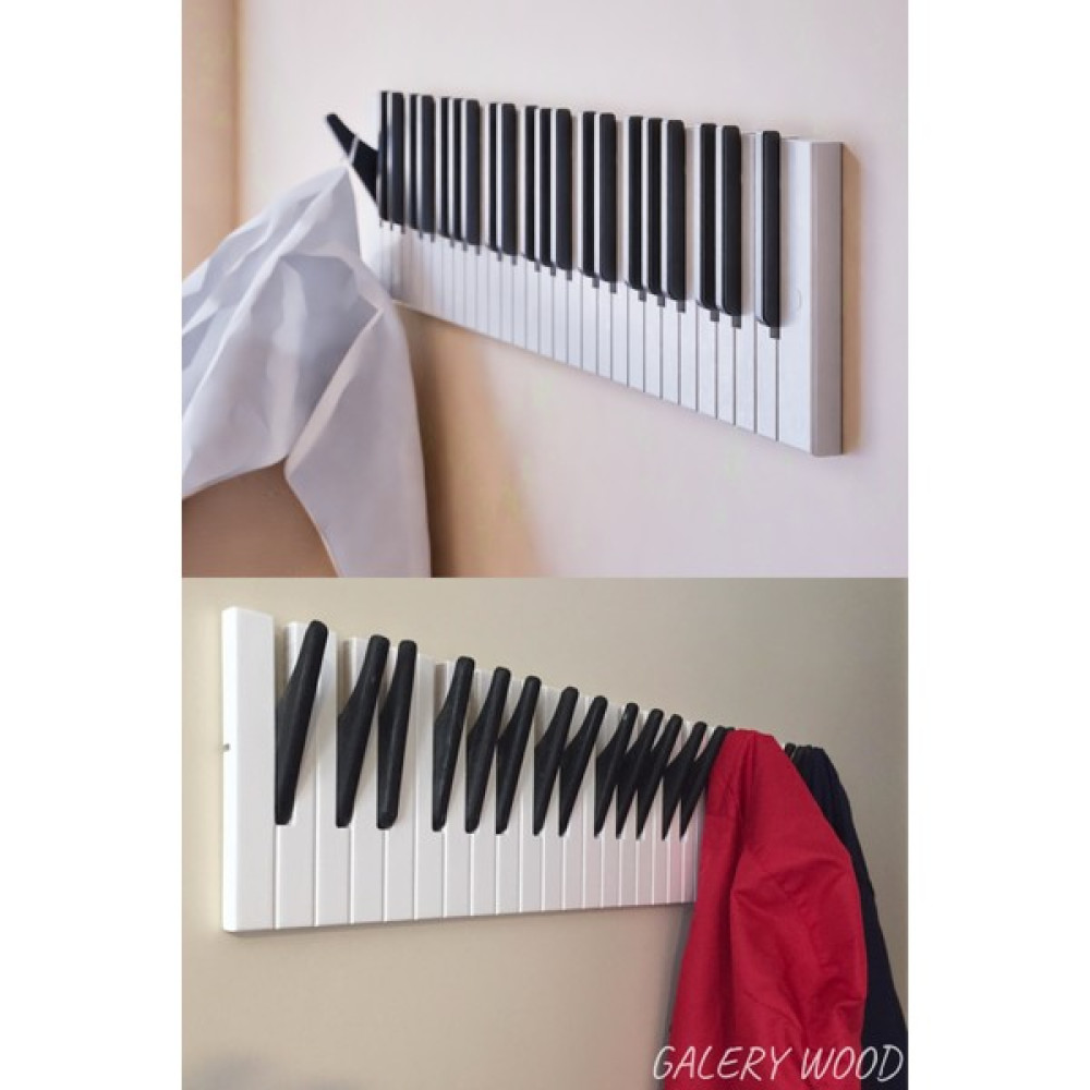 Galery Wood Dekoratif Ahşap 21 Tuşlu Piyano Elbise Askılık; Enstrümantal Çok Amaçlı Müzik, Duvar, Kapı Askı;15x75cm - Beyaz Eşya Saklama / Düzenleme Fiyatı