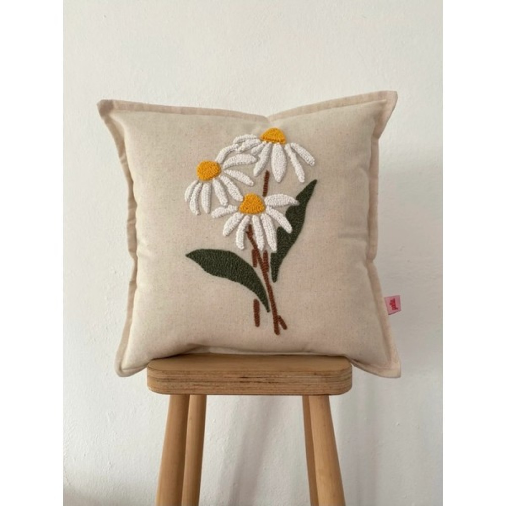 Galia Textile Galia Tasarım Çiçek Figürlü Yıkanmış Keten Punch Kırlent Kılıfı Kırlent / Mobilya Yastığı Fiyatı