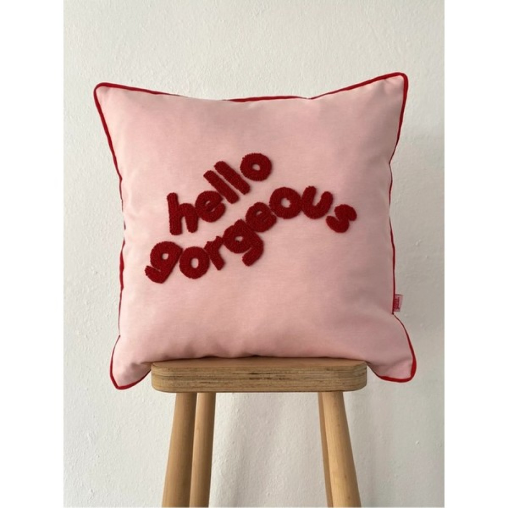 Galia Textile Galia Tasarım Hello Gorgeous Kırmızı Pembe Punch Kırlent Kılıfı - 45 x 45 cm Kırlent / Mobilya Yastığı Fiyatı