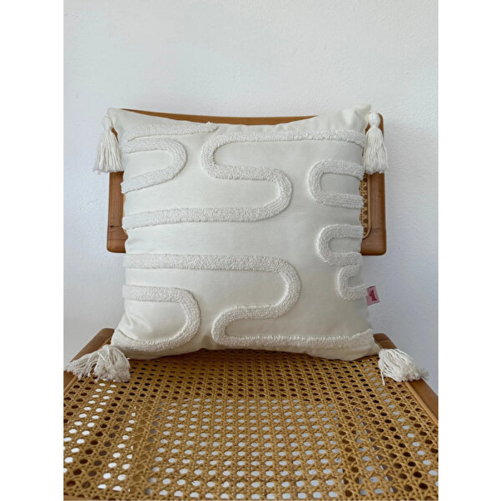 Galia Textile Galia Tasarım Iskandinav Minimal Kırık Beyaz Punch Kırlent Yastık Kılıfı - 42 x 42 cm Kırlent / Mobilya Yastığı Fiyatı