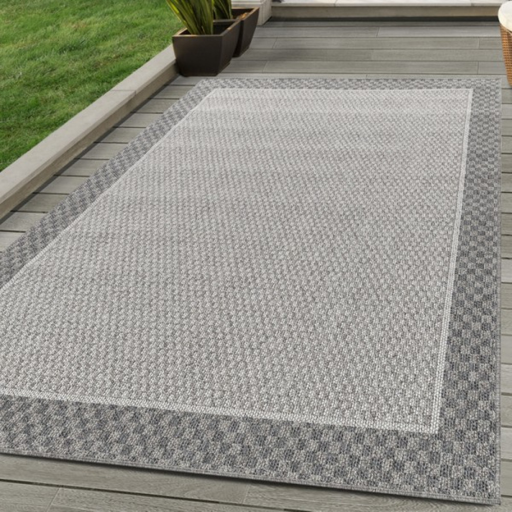 Galleon Design Hasır Görünümlü Dış Mekan Teras Halısı Sisal Bordür Desenli Krem Bej Halı - 140 x 200 cm - Renkli Salon Halısı Fiyatı