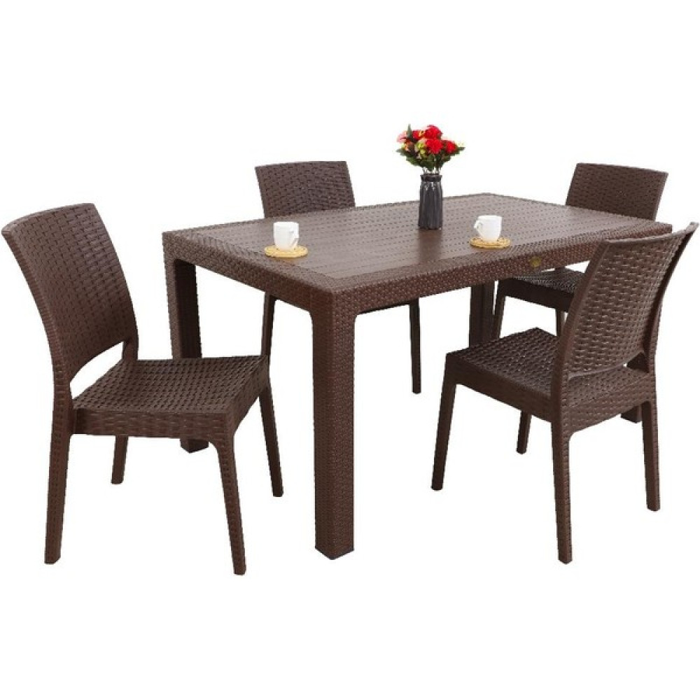 Galleon Design Luna Elit Rattan 90X150 4 Kişilik Elit Sandalye Masa Takımı Kahverengi Bahçe Mobilyası Takımı Fiyatı