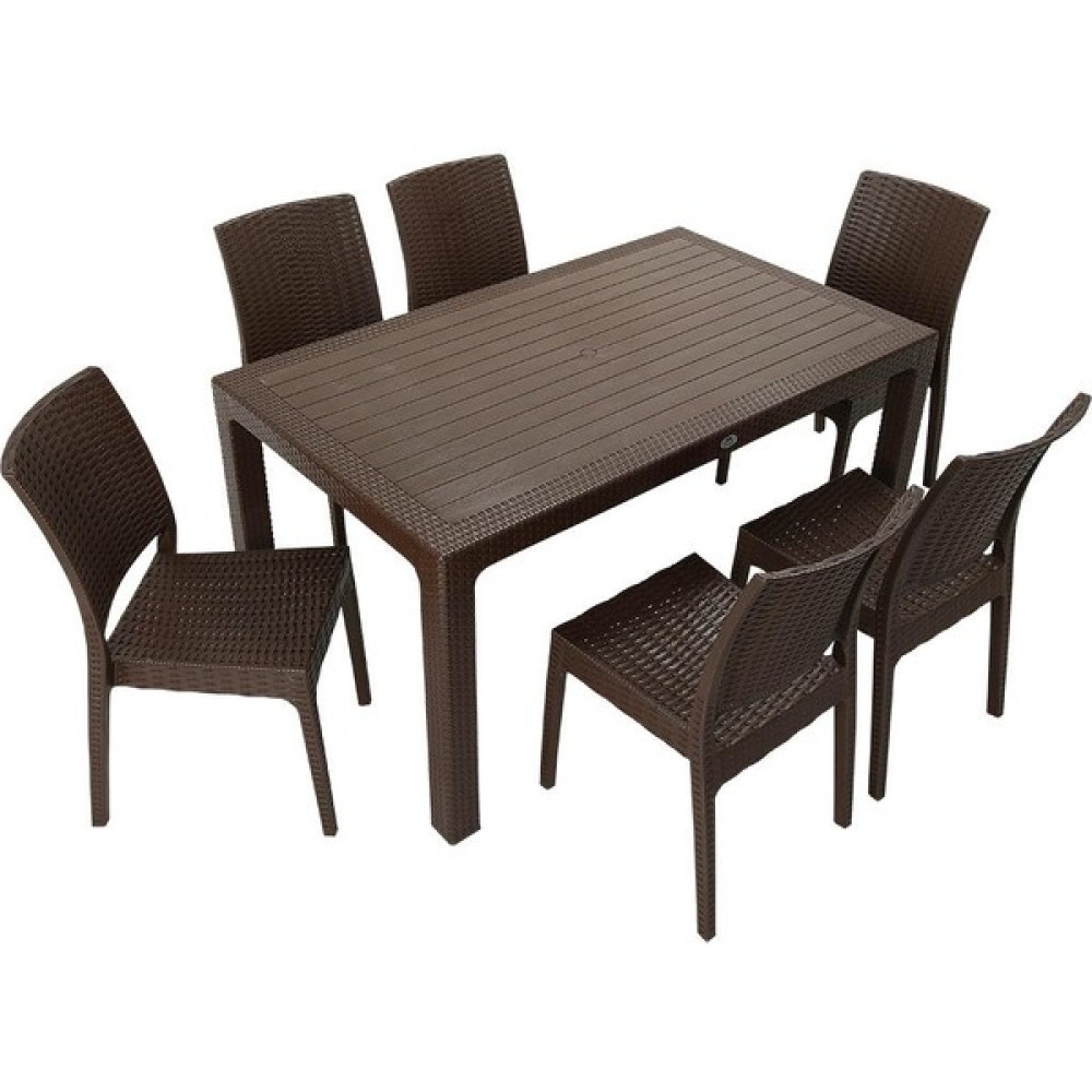 Galleon Design Luna Elit Rattan 90X150 Elit Sandalye Masa Takımı Kahverengi Bahçe Mobilyası Takımı Fiyatı