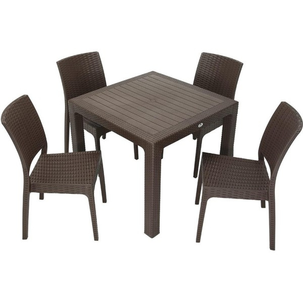Galleon Design Luna Elit Rattan 90X90 Elit Sandalye Masa Takımı Kahverengi Bahçe Mobilyası Takımı Fiyatı