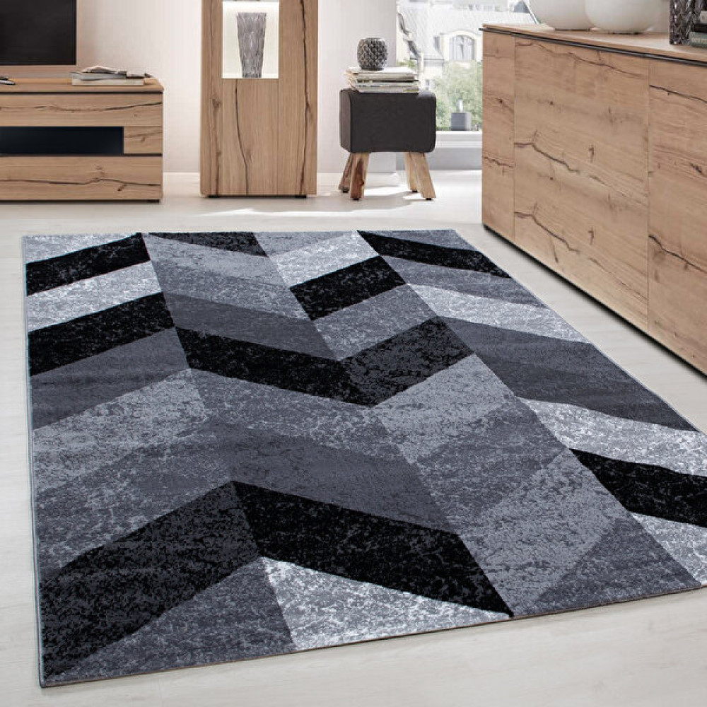 Galleon Design Modern Tasarımlı Halı Geometrik Kareli Tasarım Siyah Gri Beyaz Salon Halısı Fiyatı
