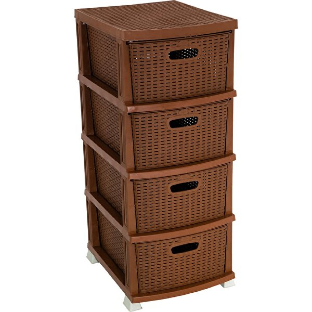 Galleon Design Rattan Komidin (4 Çekmeceli Sebzelik) Kahverengi Saklama Kapları Fiyatı