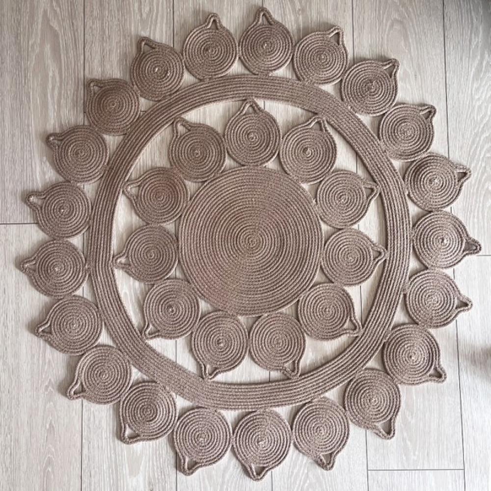 Galo Delhi Sütlü Kahve Sisal Motifli Damla Model Dekoratif Modern Jüt Halı Hasır Kilim - 80 x 80 cm Kilim Fiyatı