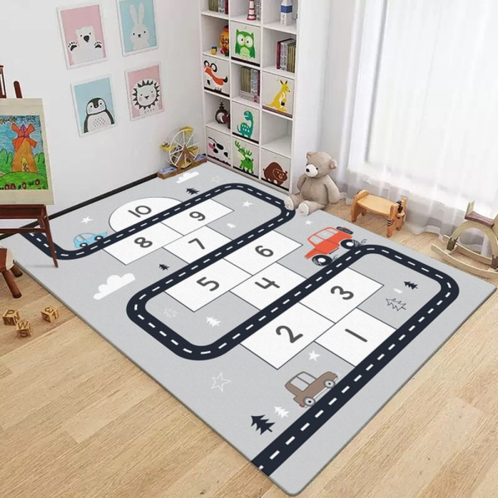 Galo Iskandinav Yol ve Seksek Çocuk Odası Eğitici Oyun Halısı - 120 x 175 cm - Gri Bebek Odası Halı Fiyatı