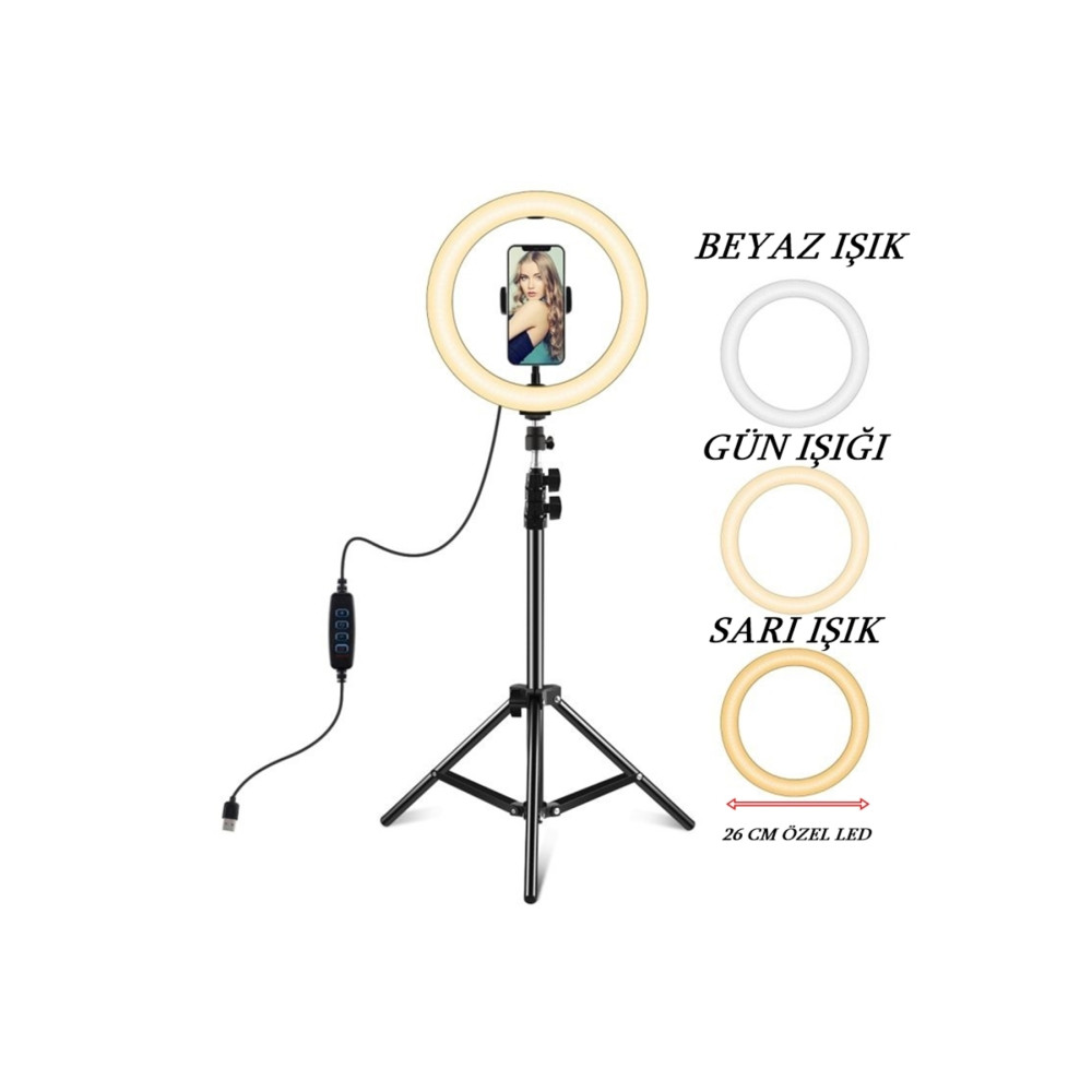 gaman Canlı Yayın Işığı Youtuber Tiktok Çekim Işıklı Makyaj Işığı Ring Light 10 inç Büyük Boy 3 Renk Fotoğraf Makinesi Aksesuarları Fiyatı