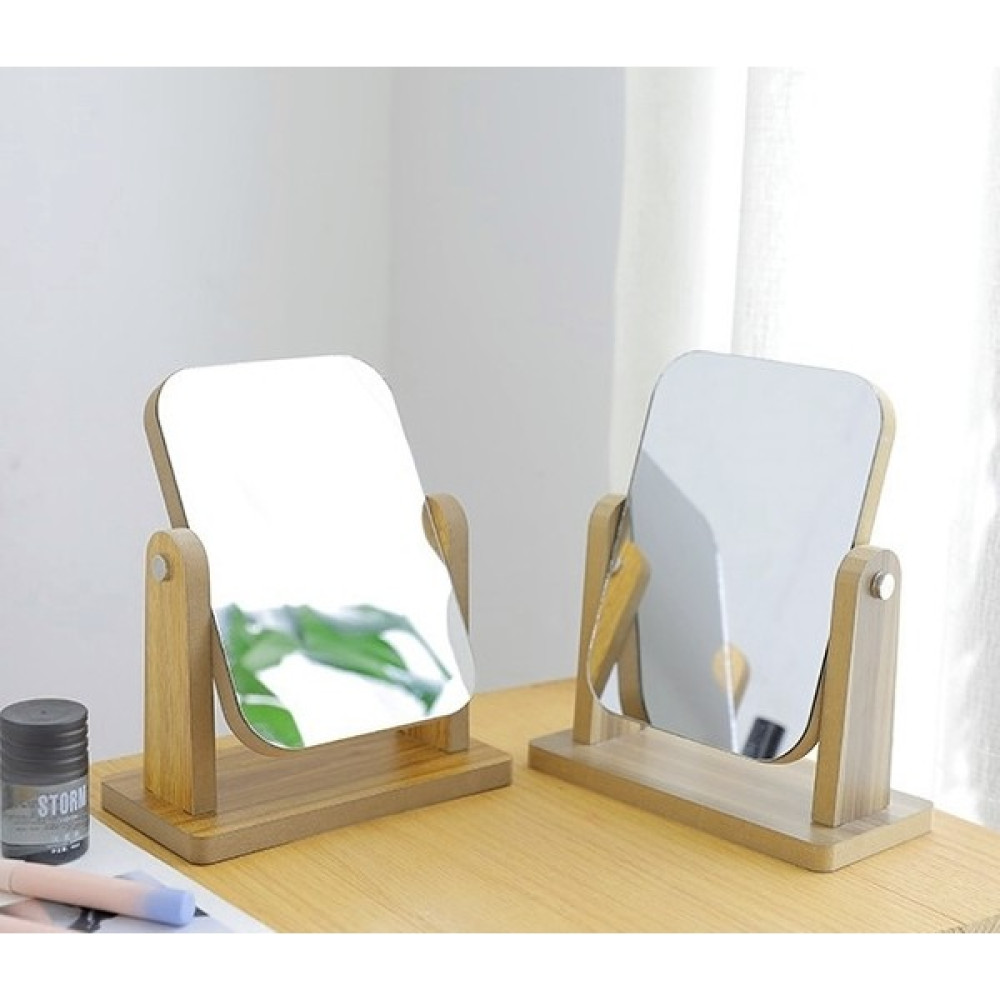 Gaman Masaüstü Standlı Makyaj Aynası 18X13CM Masaüstü Ayna Ahşap Tasarım Ayna Açık Renk BZD-484 Ayna Fiyatı