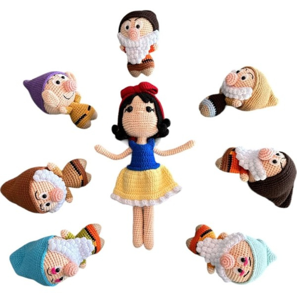 Gamay Group Amigurumi Çizgi Film Figürleri/ El Yapımı Pamuk Prenses ve Yedi Cüceler Karakter Bebekler/amigurumi Bebek/ Amigurumi Çizgi Film Karakte... Bebek Oyuncakları Fiyatı