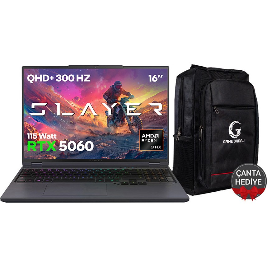 Game Garaj Slayer R9T-5060 C8 Amd Ryzen 9 8945HX 16GB Ram 500GB SSD RTX5060 16" 300Hz Qhd+ Freedos Gaming Laptop - 500 GB - 16 GB Dizüstü Bilgisayar Fiyatı