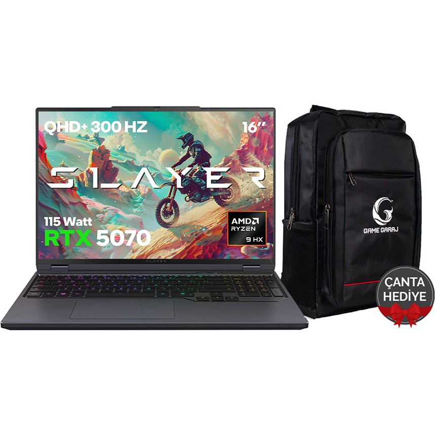 Game Garaj Slayer R9T-5070 C7 Amd Ryzen 9 8945HX 16GB Ram 1tb SSD RTX5070 16" 300Hz Qhd+ Freedos Gaming Laptop - 1 TB - 16 GB Dizüstü Bilgisayar Fiyatı