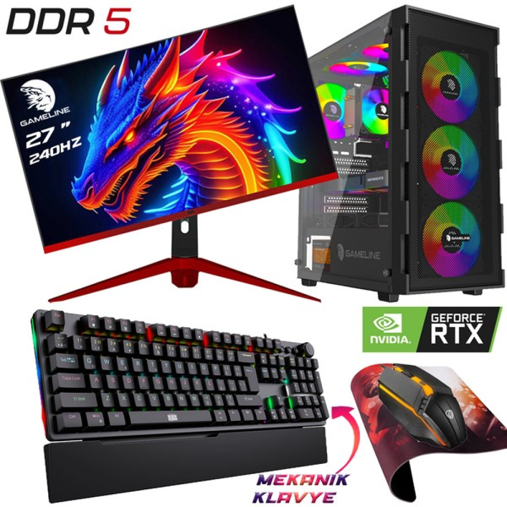 Gameline GX05 Ryzen 5 8400F 16GB Ddr5 500GB SSD RTX4060 8gb 27" 240HZ Pivot Masaüstü Oyuncu Bilgisayarı Oto Boyaları Fiyatı