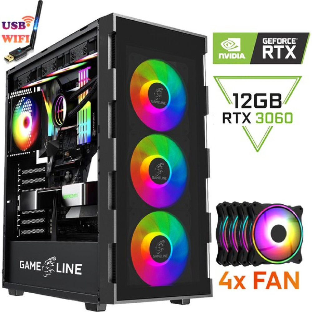 Gameline RTX01 Ryzen 5 5500 16GB Ddr4 500GB SSD RTX3060 12GB Masaüstü Oyuncu Bilgisayar Masaüstü Bilgisayar Fiyatı