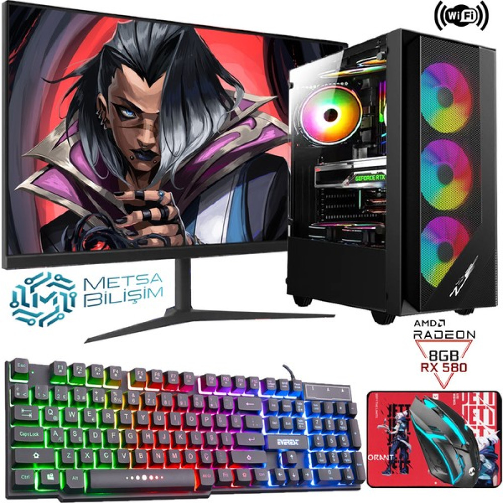 Gameline SL05 Ryzen 5 5500 32GB Ddr4 500GB SSD RX580 8gb 24" Oyuncu Masaüstü Bilgisayar Masaüstü Bilgisayar Fiyatı