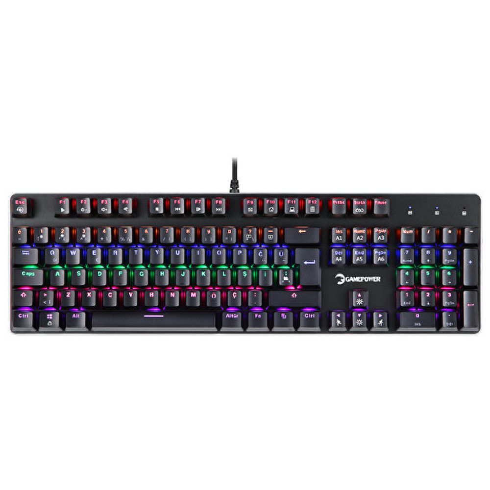 Gamepower Ogre Rainbow 60M GamePower Blue Switch Türkçe Q USB Mekanik Oyuncu Klavyesi Oyuncu Klavyesi Fiyatı