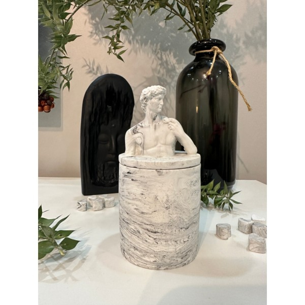 Gamy Crafts David Heykel Büst Kapaklı El Yapımı Beton Dekoratif Mum,soya Wax Mum, Kokulu Mum - Sandal Ağacı - Beyaz Dekoratif Mum Fiyatı