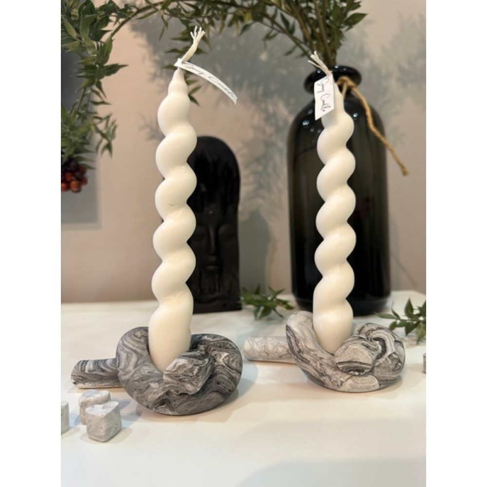 Gamy Crafts Düğüm Beton Şamdan 2'li / Mumluk Dekoratif Şamdan Tasarım Şamdan / Dekoratif Mumluk - Siyah - Beyaz Şamdan Fiyatı