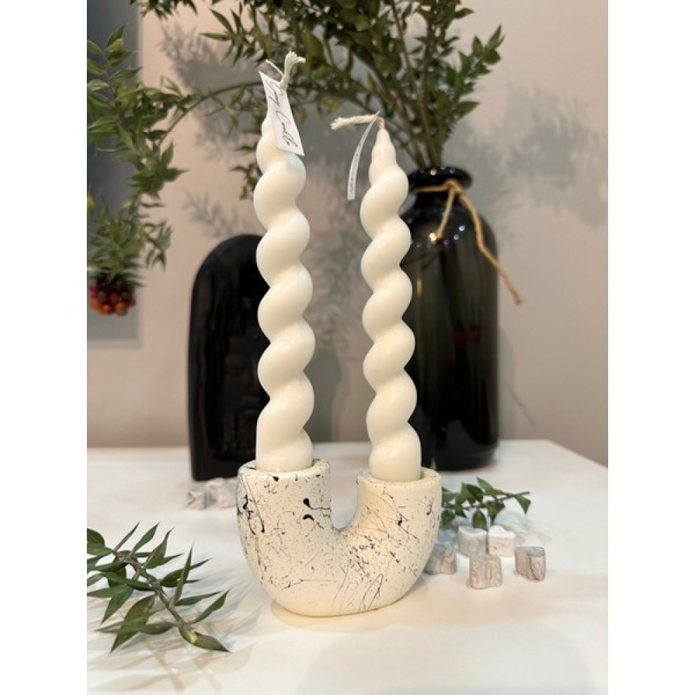 Gamy Crafts Şamdan / U Beton Şamdan / Mumluk Dekoratif Şamdan Tasarım Şamdan / Dekoratif Mumluk - Beyaz Şamdan Fiyatı