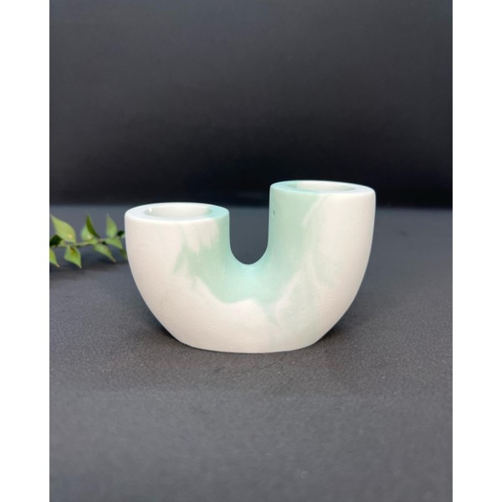 Gamy Crafts U Beton Şamdan / Mumluk Dekoratif Şamdan Tasarım Şamdan / Dekoratif Mumluk - Yeşil - Beyaz Şamdan Fiyatı