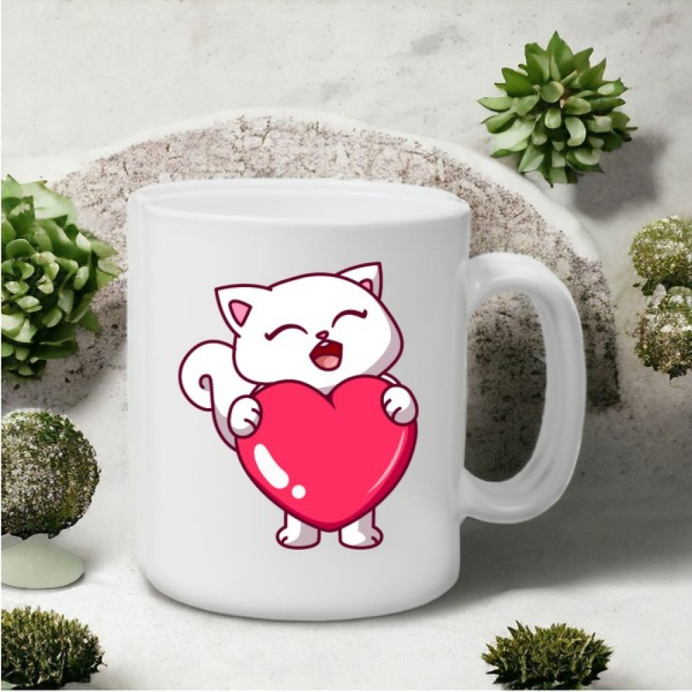 Gamzem Mutlu Kedi Kupa - Beyaz - 364 ml Fincan / Bardak / Kahve Takımı Fiyatı