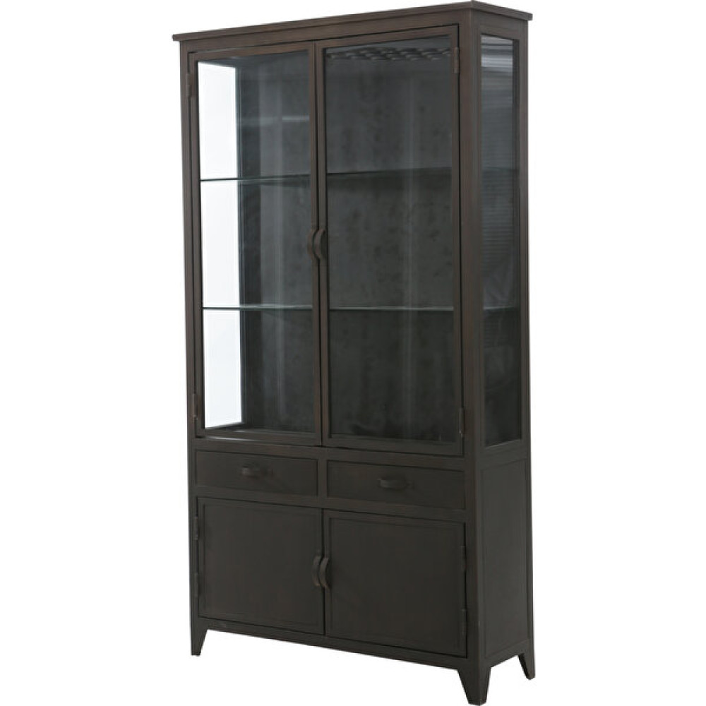 Gan Decor Eskitme Metal Camlı Dolap - Kahverengi Kitaplık Fiyatı