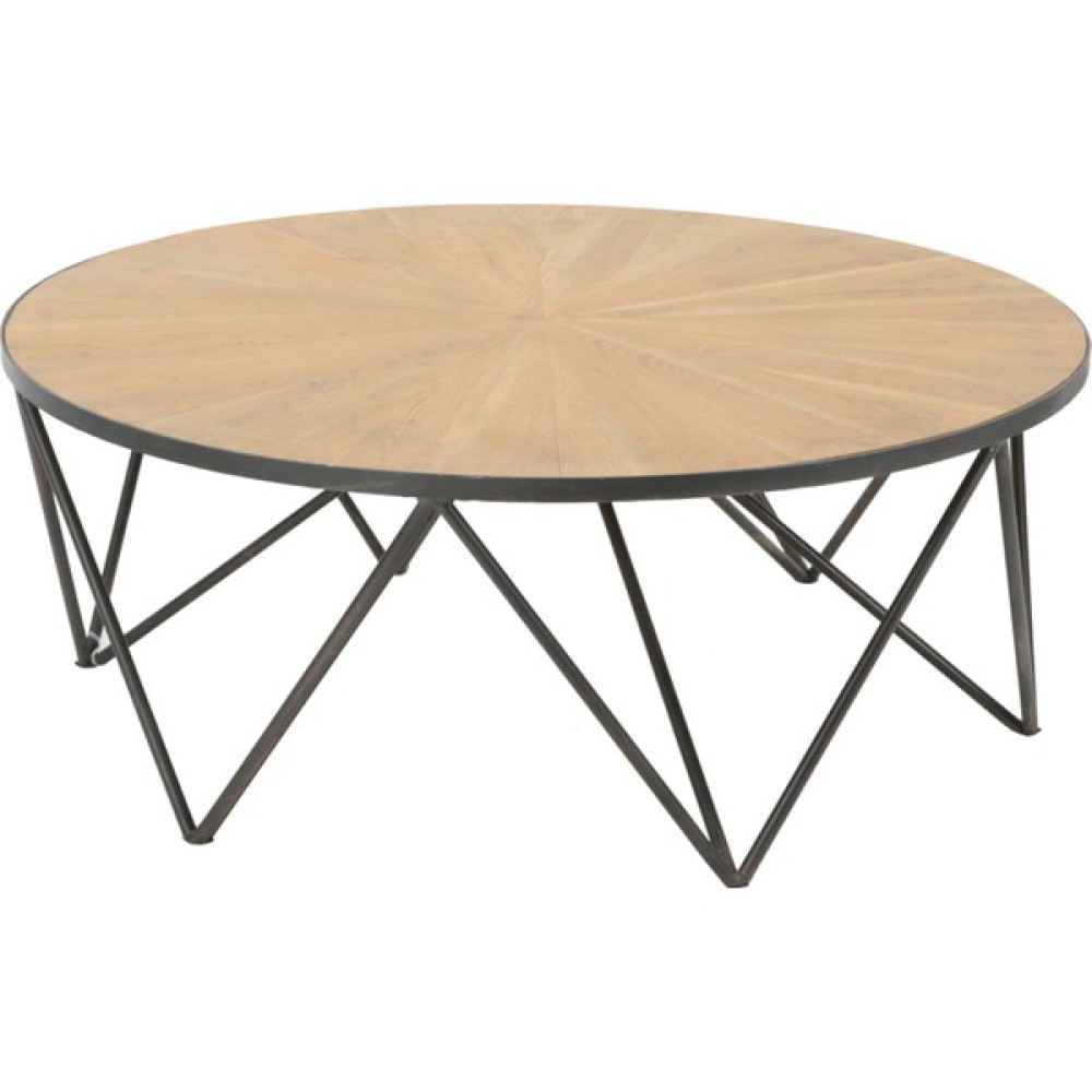 Gan Decor Ferforje Ayaklı Meşe Orta Sehpa 120 x 120 x 45 cm - Naturel Orta Sehpa Fiyatı