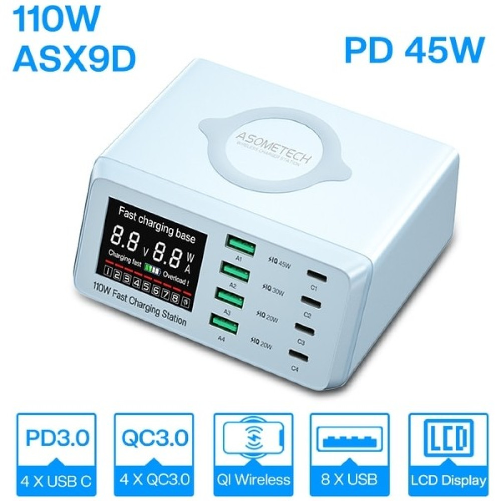 Ganbao Abd Tak ASX9D Mavi 110W 110W Çoklu USB Şarj Cihazı Kablosuz Şarj Cihazı Pps Qc Pd USB C Hızlı Şarj Istasyonu Telefon Şarj Adaptörü iPhone 13... Cep Telefonu Şarj Cihazı Fiyatı