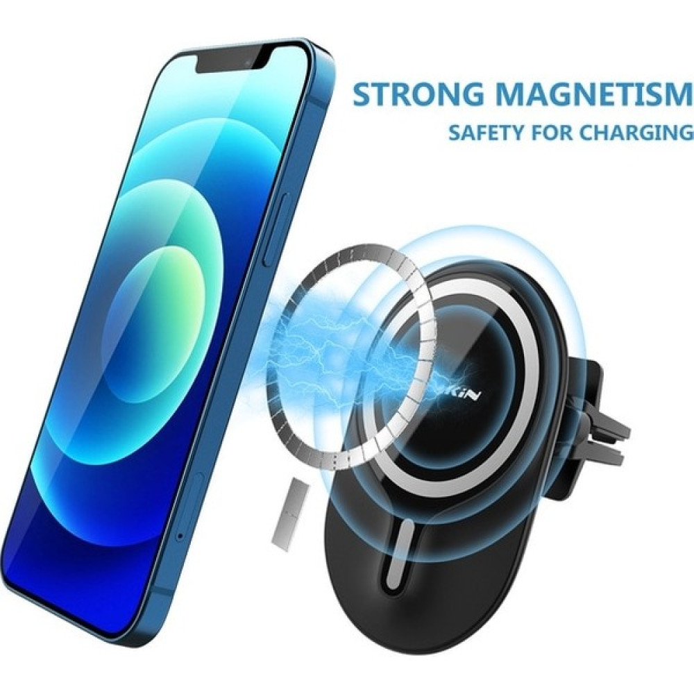 Ganbao Araç Şarj Cihazı Siyah iphone 12 Serisi Için Nillkin 10W Qi Kablosuz Araç Şarj Cihazı iPhone 12 Pro Max Için 2'si 1 Arada Manyetik Araç Mont... Cep Telefonu Araç Kiti Fiyatı