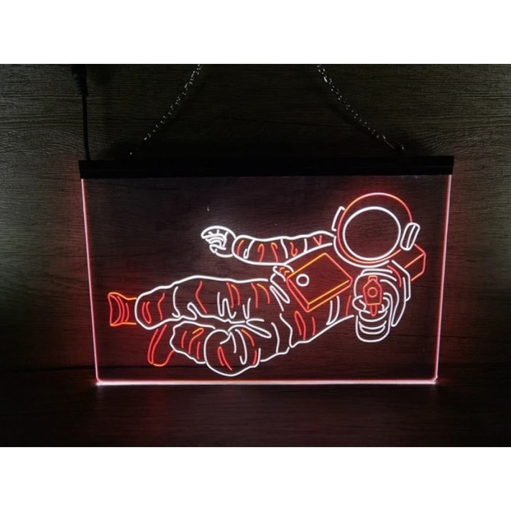 Ganbao Beyaz ve Kırmızı 30X20 Masaüstü Tarzı Astronot Yangın Uzay Roketi Çocuk Odası Yatak Odası Çift Renkli LED Neon Burcu (Yurt Dışından) Oyuncak Fiyatı