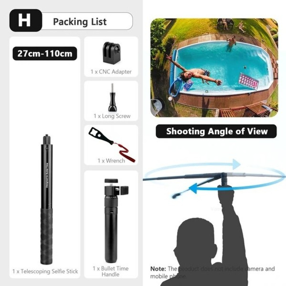 Ganbao H Vamson INSTA360 X3 Aksesuarları Dönen Bullet Time Görünmez Selfie Sopa Tripod Monopod Dağı Insta 360 One X2 Gopro (Yurt Dışından) - Renkli Selfie - Özçekim Çubuğu Fiyatı