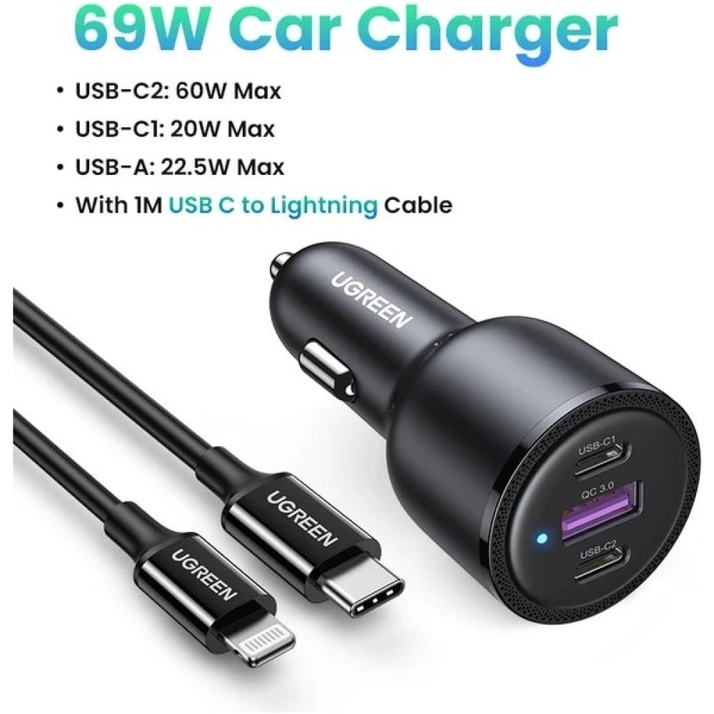 Ganbao Iphone Için Kablo Ekle 【en Iyi Satış】 Ugreen 130W Araç Şarj Cihazı Hızlı Şarj Pd3.0 iPhone 14 13 Pro Max Dizüstü Bilgisayarlar Için Hızlı US... Cep Telefonu Araç Kiti Fiyatı