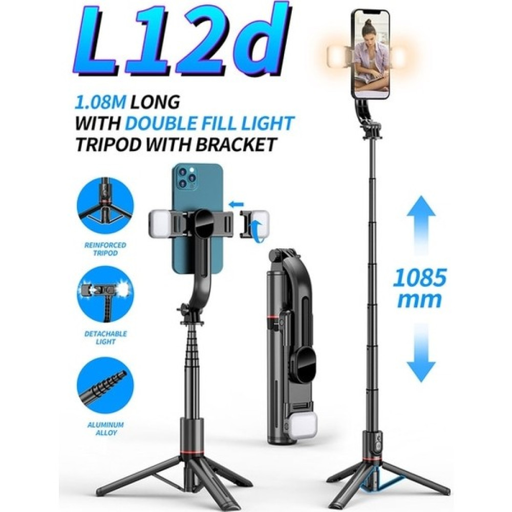 Ganbao Selfie Çubuğu Tripod 2023 Yeni L12D Katlanabilir Kablosuz Bluetooth Selfie Çubuğu Tripod Uzaktan Deklanşör Dolgu Işığı Alüminyum Alaşımlı Se... Selfie - Özçekim Çubuğu Fiyatı