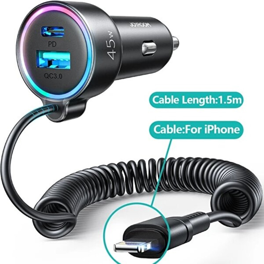 Ganbao Siyah iPhone Kablosu 45W Joyroom 5 Port 78W Araç Şarj Cihazı USB Tip C Qc 3.0 Pd 3.0 Dizüstü Bilgisayar Için Hızlı Şarj iPhone Samsung Huawe... Cep Telefonu Araç Kiti Fiyatı