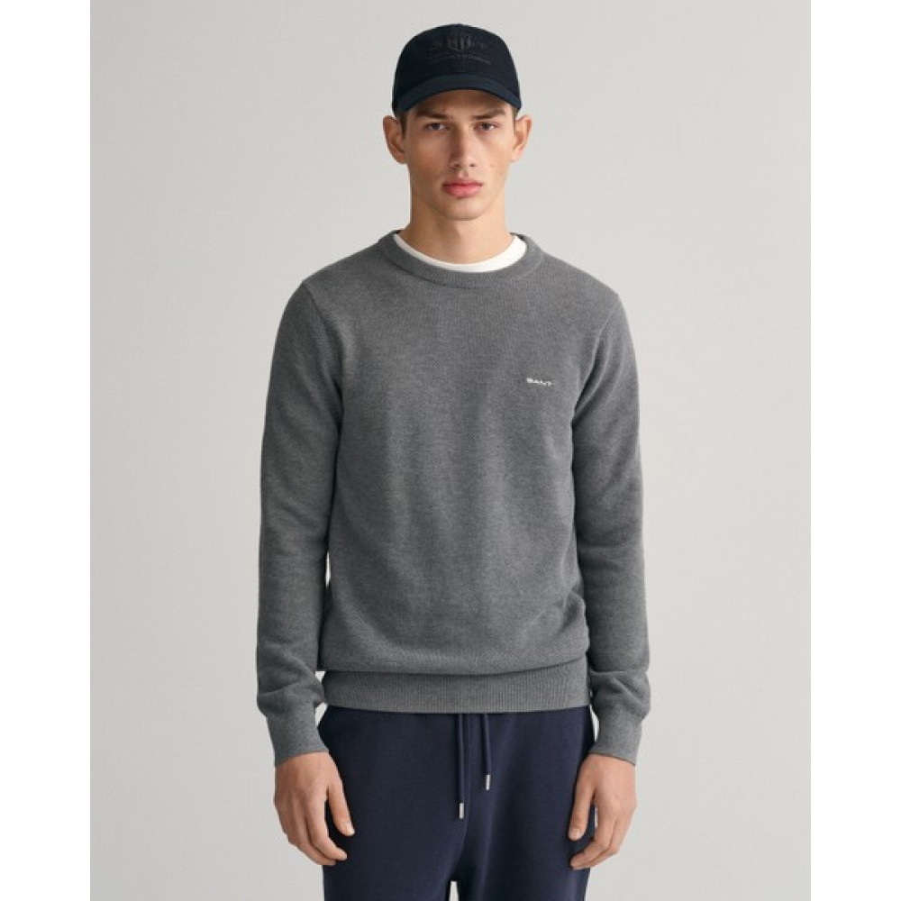 Gant Erkek Gri Regular Fit Bisiklet Yaka Kazak 8040521.92 Erkek Kazak & Süveter & Triko Fiyatı