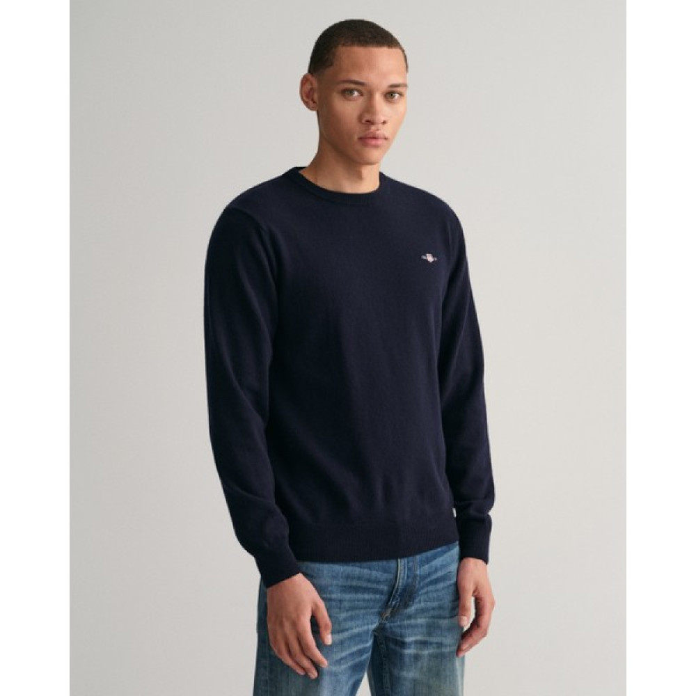 Gant Erkek Lacivert Regular Fit Bisiklet Yaka Kazak 87211.410 Erkek Kazak & Süveter & Triko Fiyatı