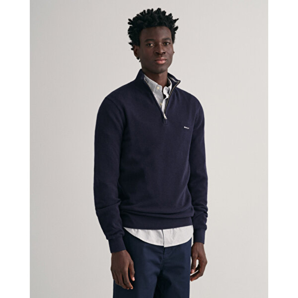 Gant Erkek Lacivert Regular Fit Yarım Fermuarlı Düz Kazak 8040523.433 Erkek Kazak & Süveter & Triko Fiyatı