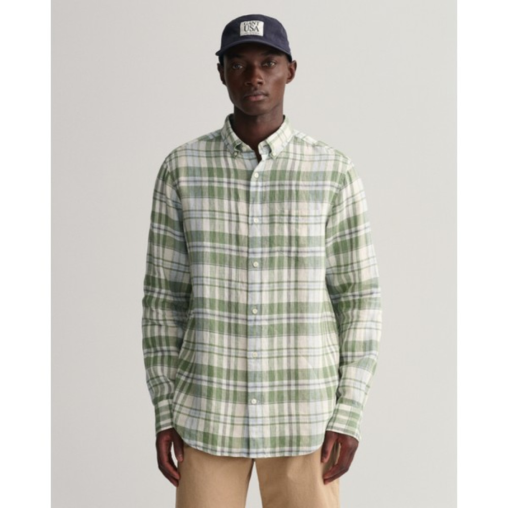 Gant Gant Erkek Yeşil Regular Fit Düğmeli Yaka Kareli Keten Gömlek 3230092.362 Erkek Gömlek Fiyatı