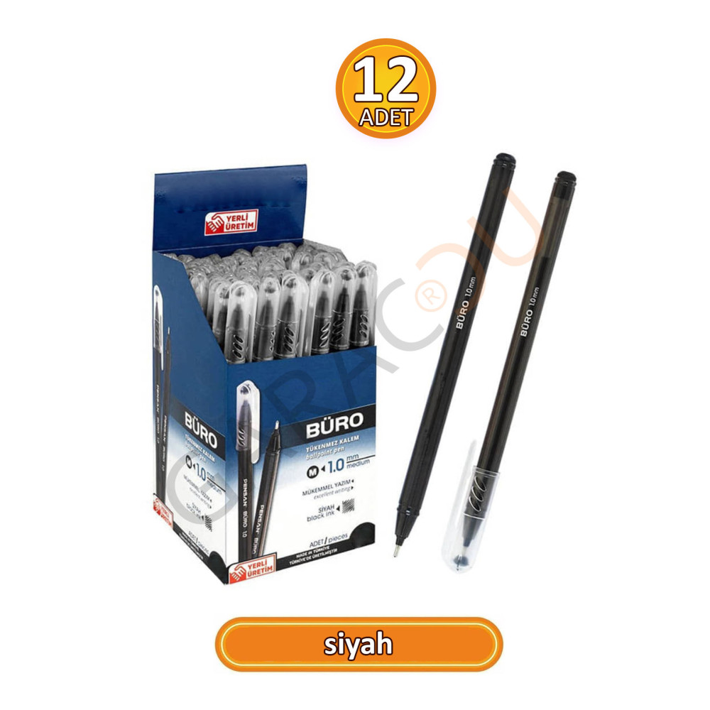 garaccu Büro 1.0 mm Kaliteli Siyah Tükenmez Kalem 12 Adet Tükenmez Kalem Fiyatı