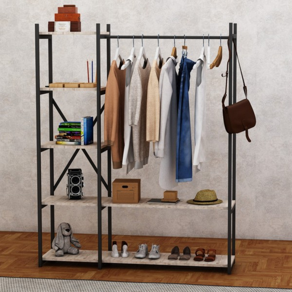 Garaj Home Ayaklı Askı Çok Amaçlı Açık Dolap Metal Gardrop - Model 5 Soho- - Beyaz Vestiyer Fiyatı