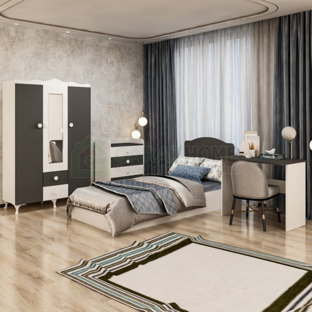 Garaj Home Elit Genç Odası Takımı Antrasit- - Beyaz Genç Odası Takımı / Seti Fiyatı
