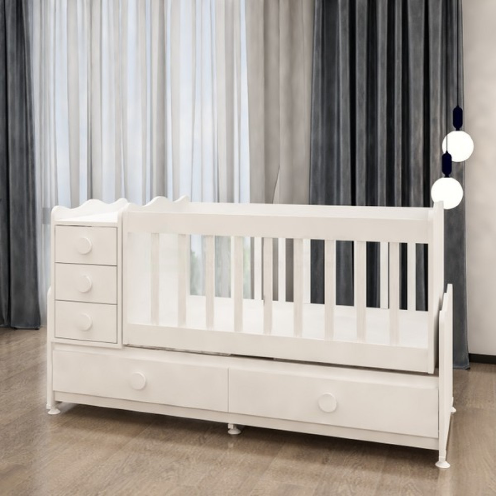 Garaj Home Melina 5 Çekmeceli Mdfli Büyüyen 60X120 Beşik - Beyaz Beşik Fiyatı