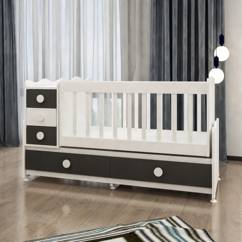 Garaj Home Melina 5 Çekmeceli Mdfli Büyüyen 60X120 Beşik - Gri- - Beyaz Beşik Fiyatı