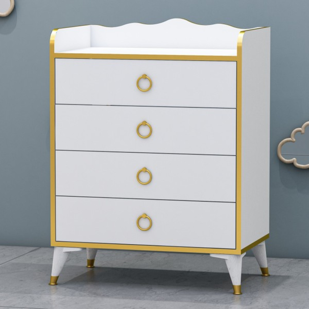 Garaj Home Şifonyer 4 Çekmeceli - Gold- - Beyaz Şifonyer Fiyatı
